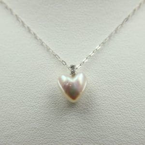 ハート型アコヤ真珠ネックレス ダイヤ (HA-P-02) | パールジュエリー