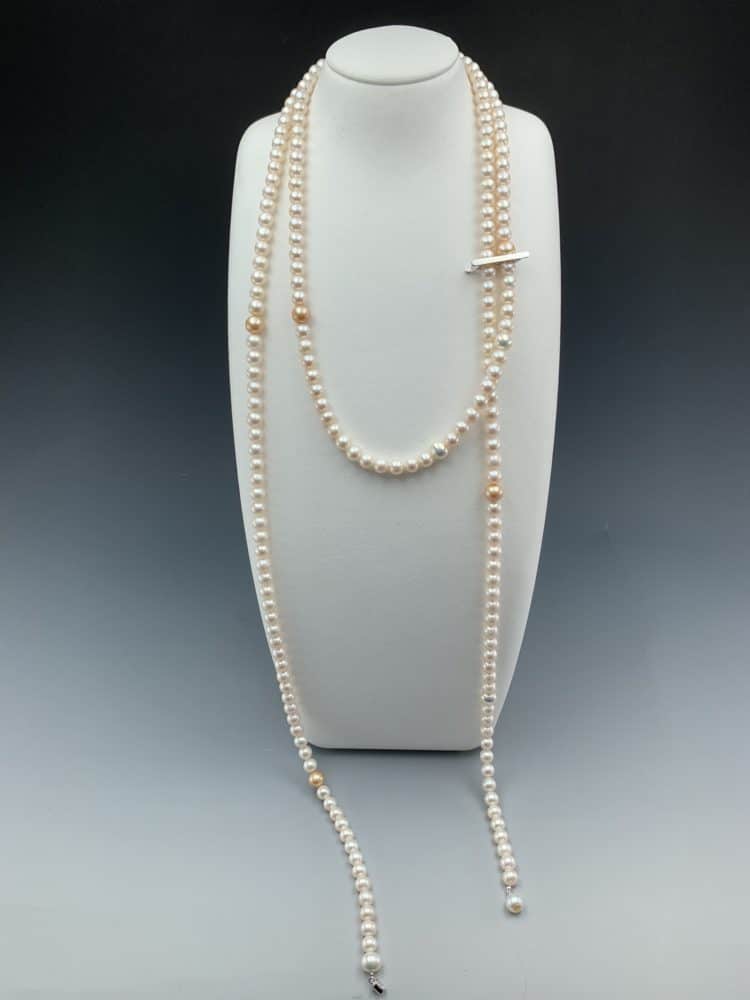 特注 淡水真珠ネックレスバロックパール ロングネックレス 120cm 『品質保証』18 Kゴールドの綺麗な鎖骨チェーン欧米の麻花のネックレス3328 